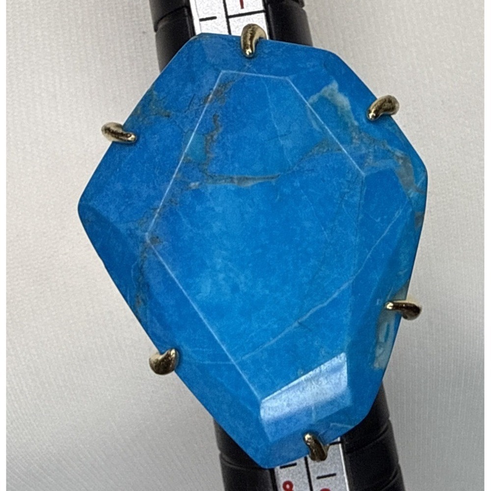 Kendra Scott Megan Aqua Howlite Stone Gold Tone Cocktail Statement Ring Size‎ 6